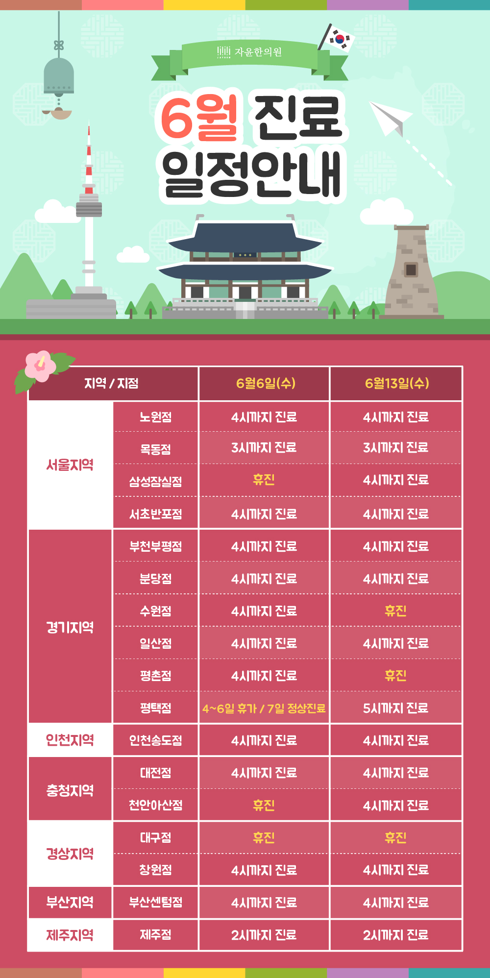 2018년 6월 진료안내