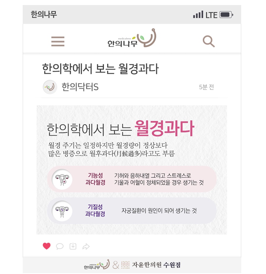 월경과다의 종류와 연관질환. 그리고 한방치료 (11)