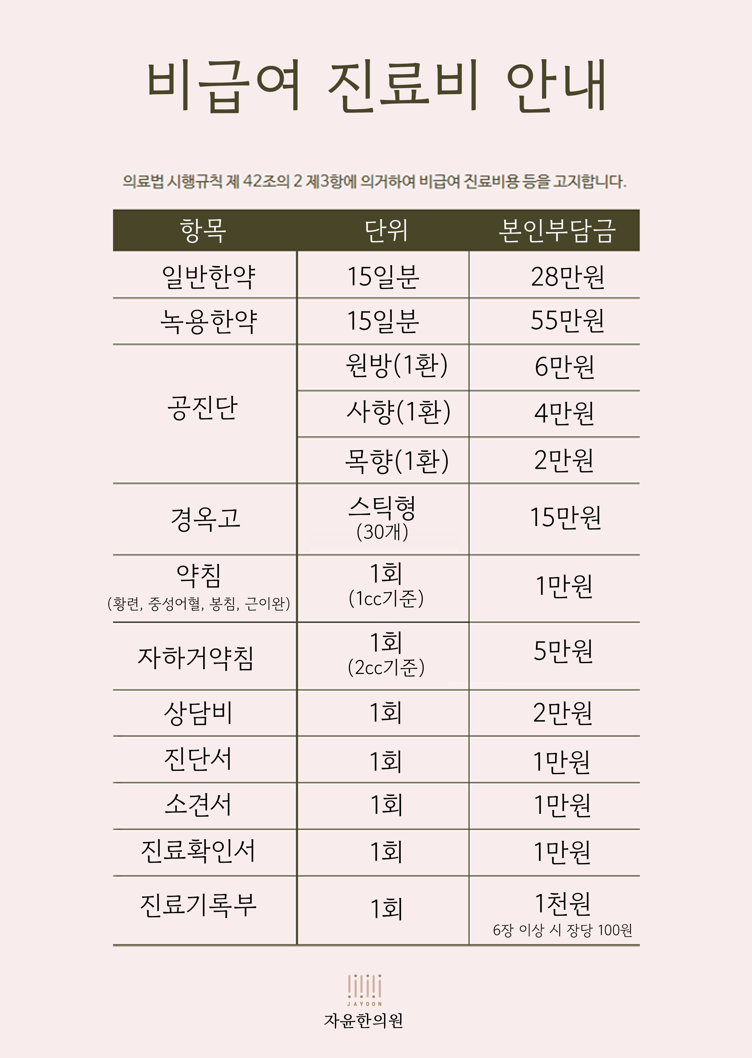 비급여 진료비 안내 (2023.11)