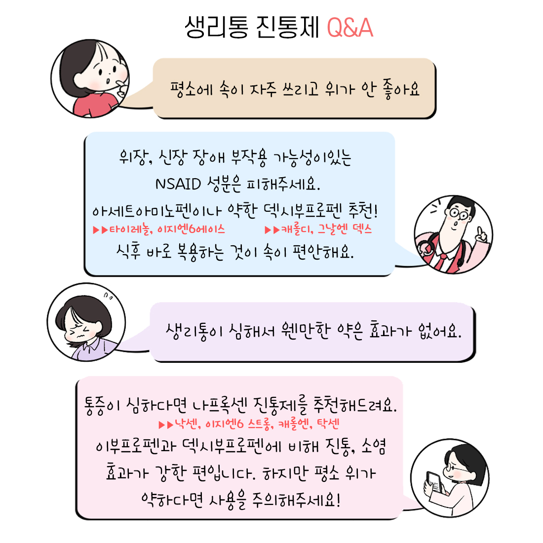 [자윤한의원 여성건강툰] 33화. 나에게 맞는 생리통 진통제는? #속쓰림 #카페인 #강력한진통제 (4)