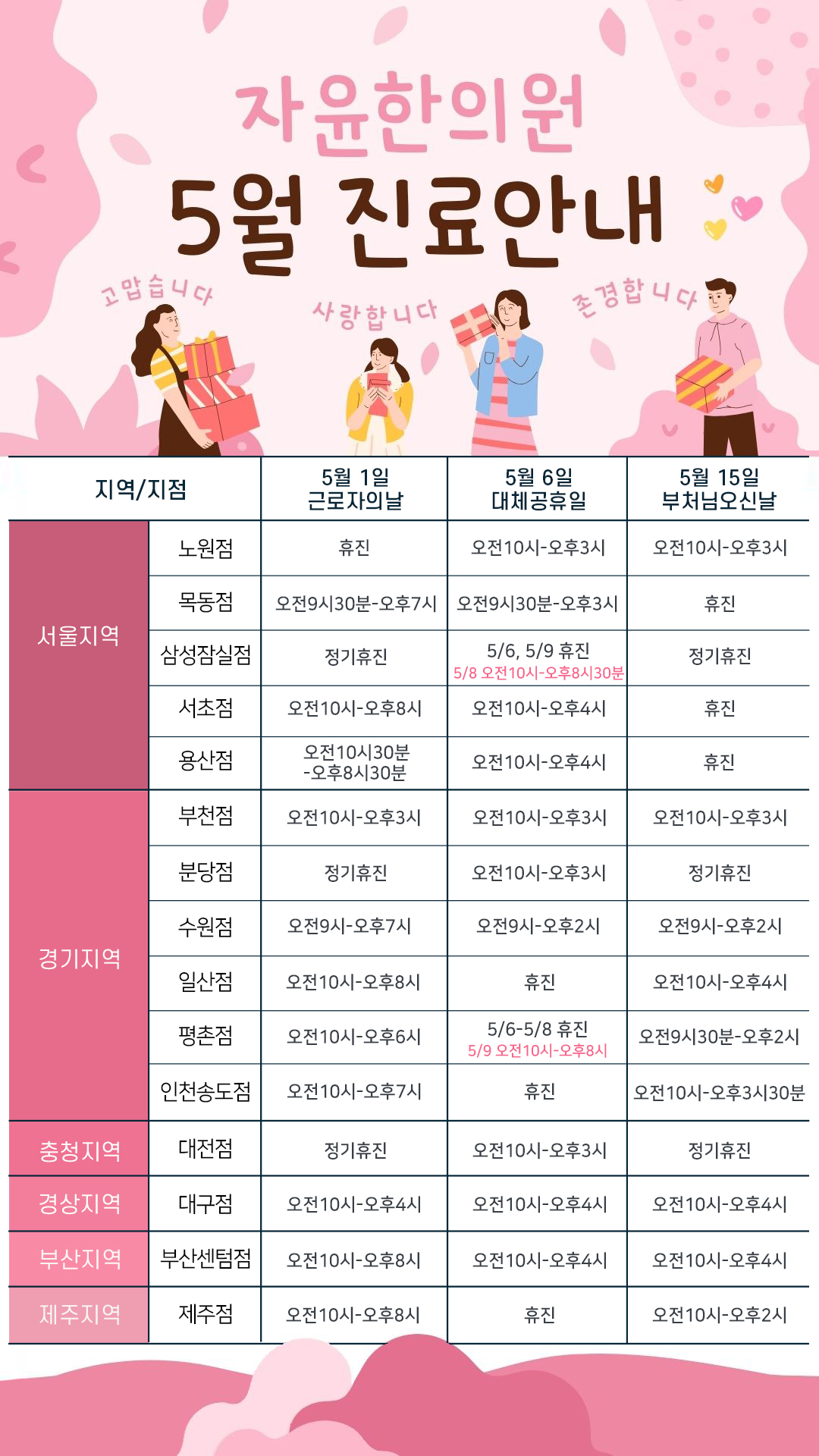 자윤한의원 5월 진료안내
