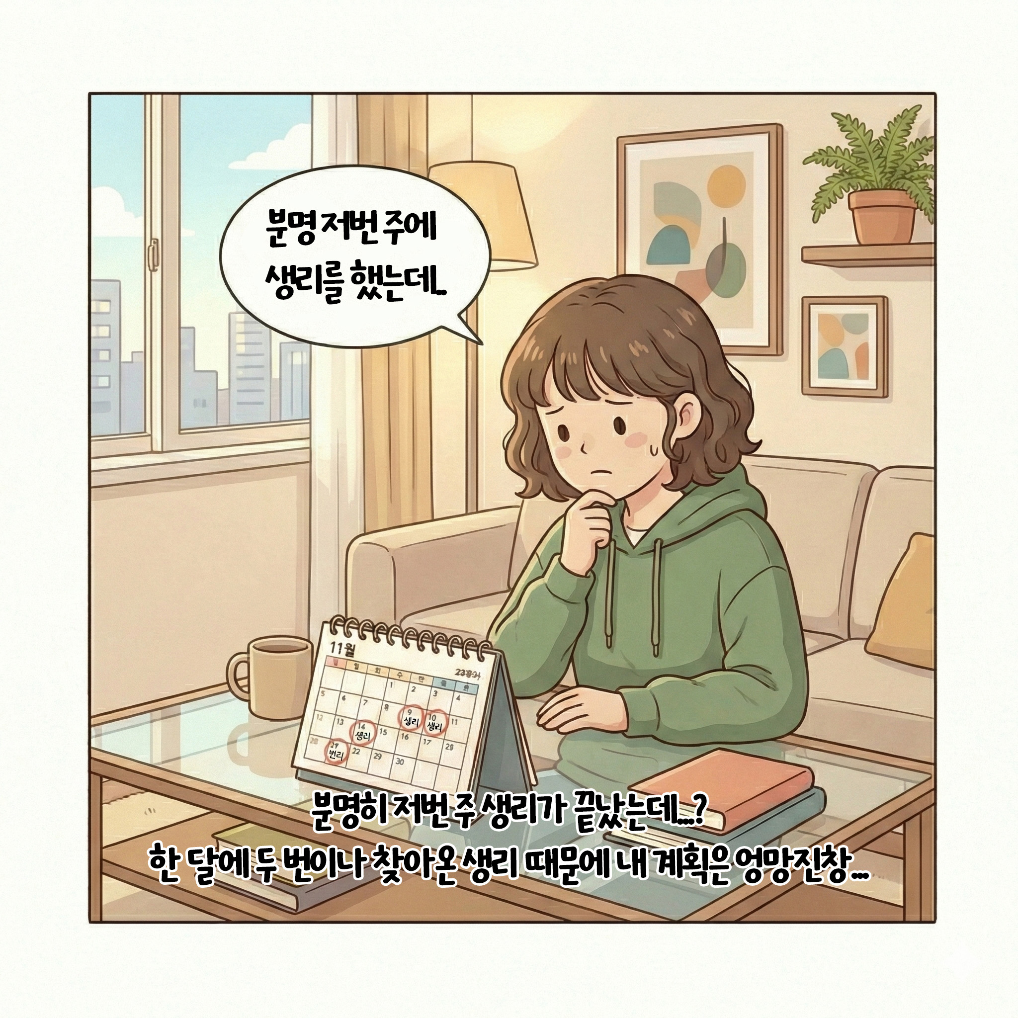 [자윤한의원 여성건강툰]한달에 생리 두번, 범인은 부정출혈 (2)