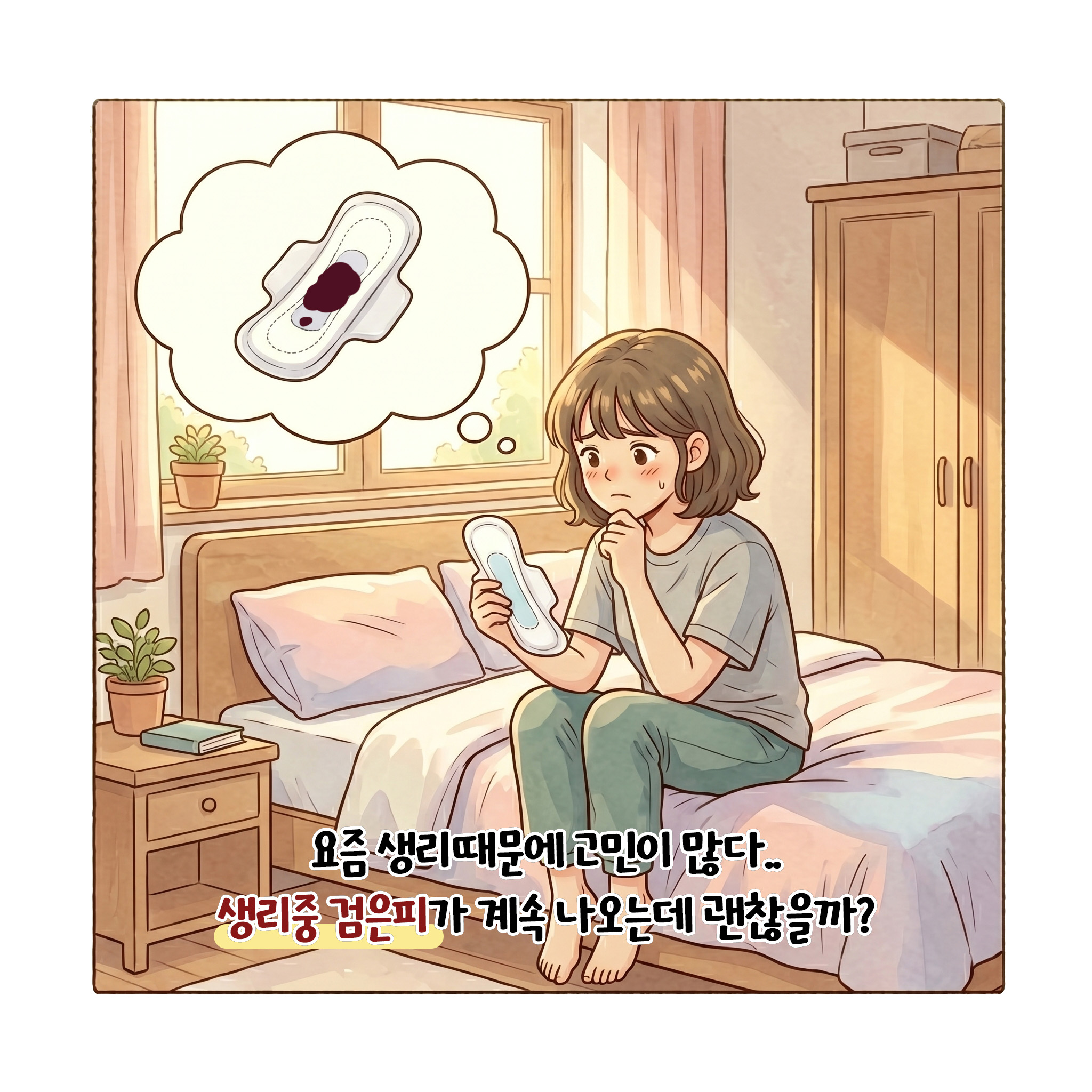 [자윤한의원 여성건강툰]생리중 검은색 피가 나와요! (2)