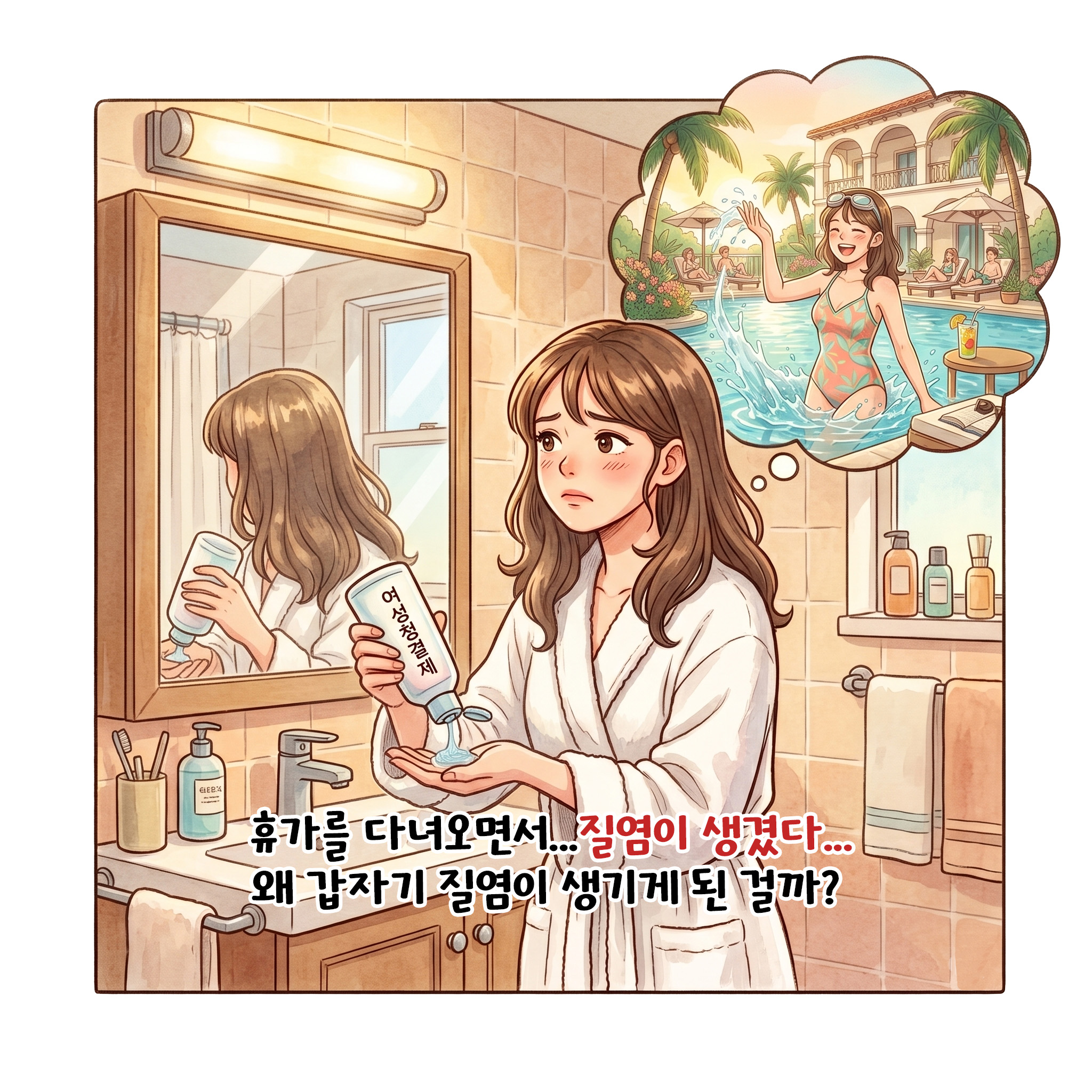 [자윤한의원 여성건강툰] 물놀이 후 질염, 여름 휴가철 수영장 즐기면서 생기는 여성 질환 원인과 예방방법 (3)