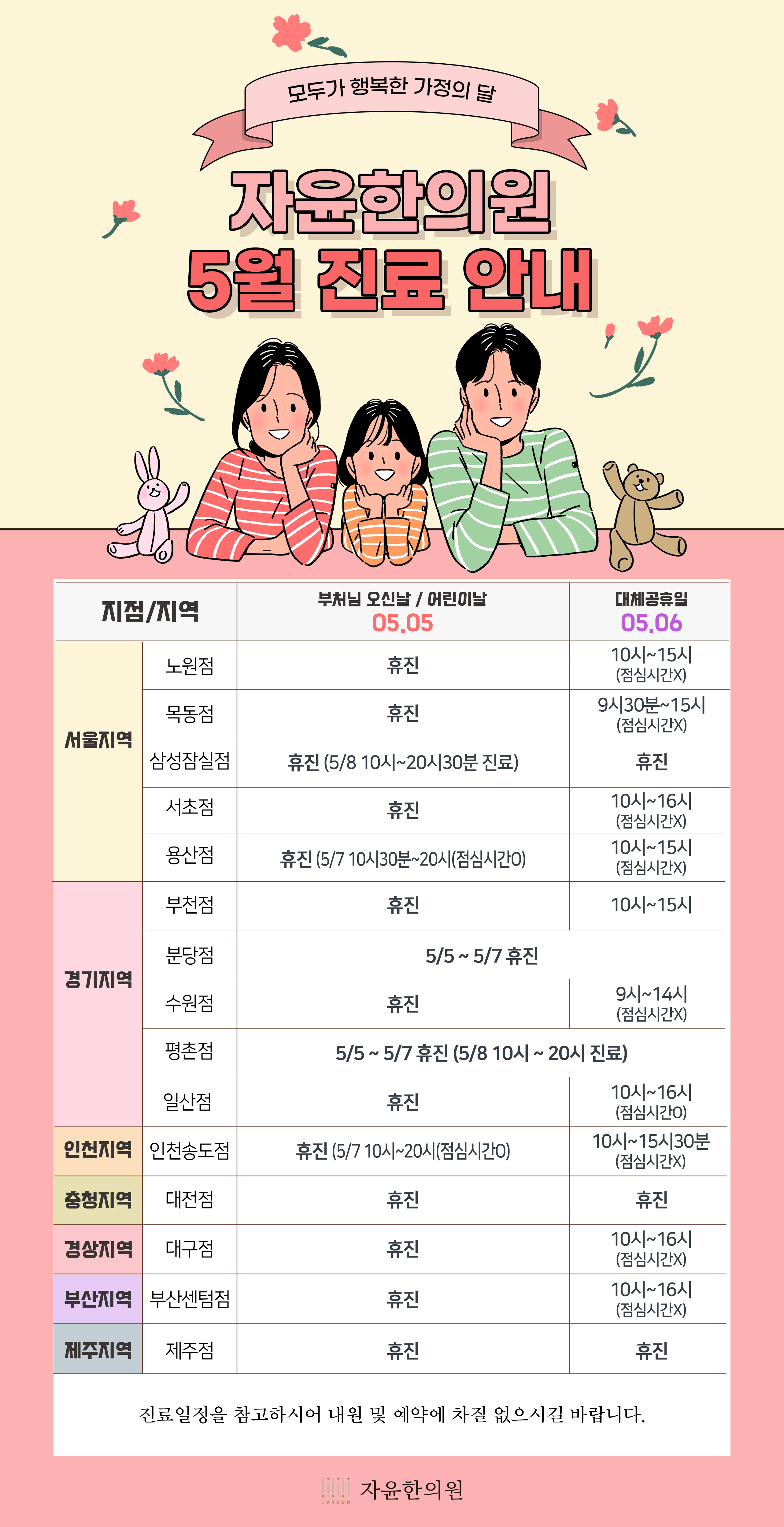 2025년 5월 진료 안내